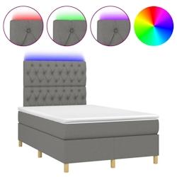 Décoshop26 - Lit LED avec sommier, tête de lit réglable et matelas 120x200 cm en tissu gris foncé - TDL0208411_0