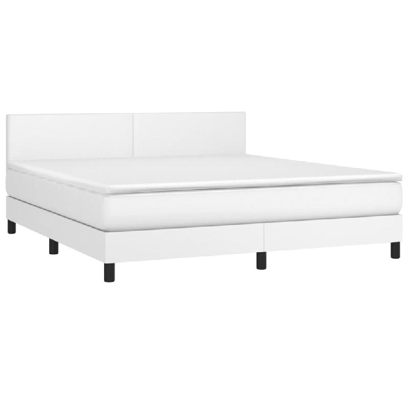 Décoshop26 - Cadre de lit LED avec sommier tête de lit matelas 180x200 cm synthétique blanc TDL0208718 - blanc 3001569047762_0