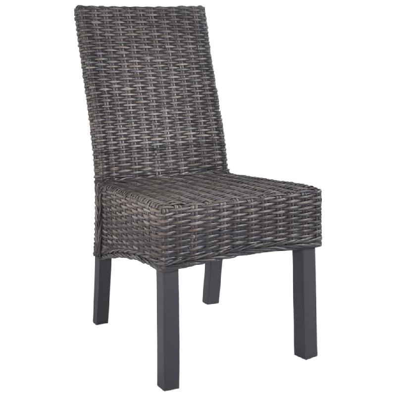 Décoshop26 - Lot de 4 chaises de salle à manger cuisine marron Rotin Kubu et bois de manguier CDS021696 - marron Bois massif 3000016041537_0