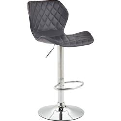 Décoshop26 - Tabouret de bar x1 avec coutures décoratives en forme de losanges en PVC noir et métal chromé 10_0004648 - noir 3000252212654_0
