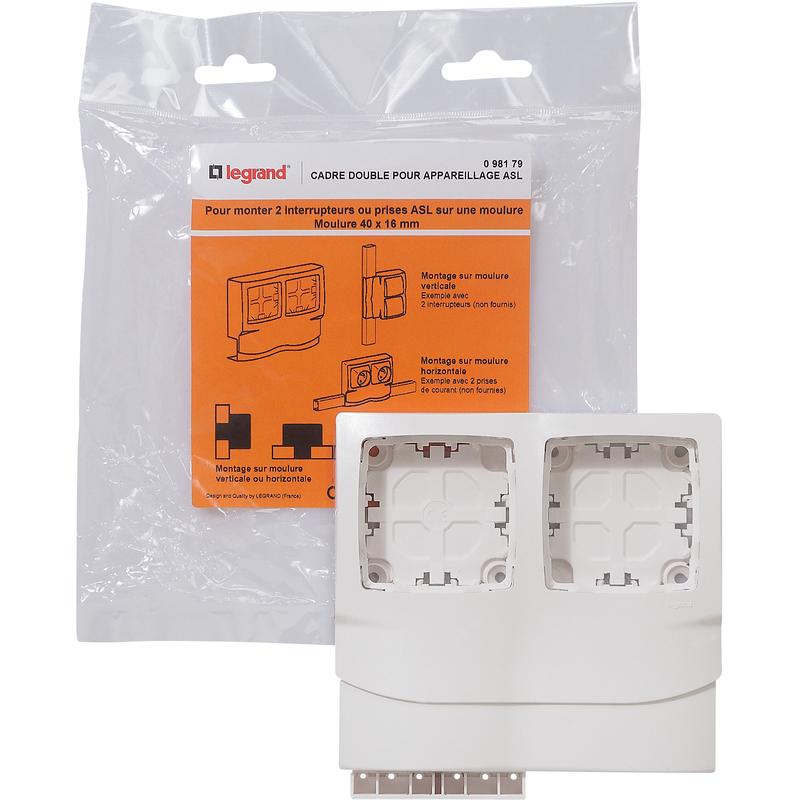 DLP cadre double 2 postes - appareillage moulure 16 ASL - coloris blanc_0