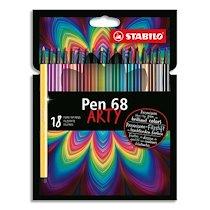 ETUI CARTON 18 FEUTRES DE DESSIN PEN 68 ARTY, POINTE OGIVE MOYENNE, TRACÉ 1 MM, COLORIS ASSORTIS