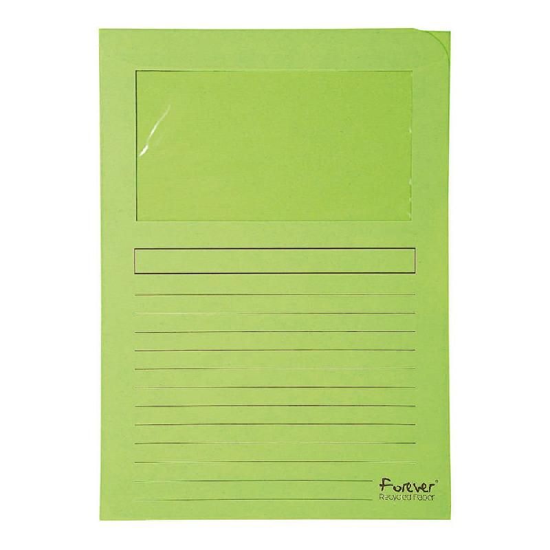 EXACOMPTA POCHETTE COIN À FENÊTRE EXACOMPTA FOREVER - CAPACITÉ 80 FEUILLES - VERT (LOT DE 100)