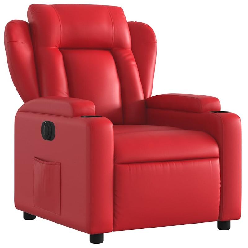 Fauteuil inclinable électrique Rouge Similicuir Modèle Gerviora - 8721012170230_0