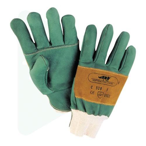 Gant bûcheron - Taille 10 - Cuir pleine fleur hydrofuge et anti-vibration avec renforts métacarpe et paume_0