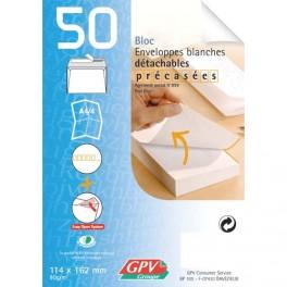 GPV BLOC DE 50 ENVELOPPES POST BLOC 90 GRAMMES FORMAT 110X220 MM