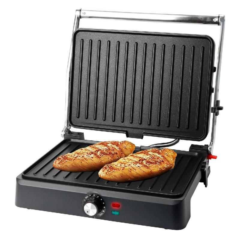 Grill de contact Emerio – Appareil à croque-monsieur et panini – Surface de cuisson 34 x 24 cm – Acier inoxydable/Noir – CG-130859 - noir pla_0