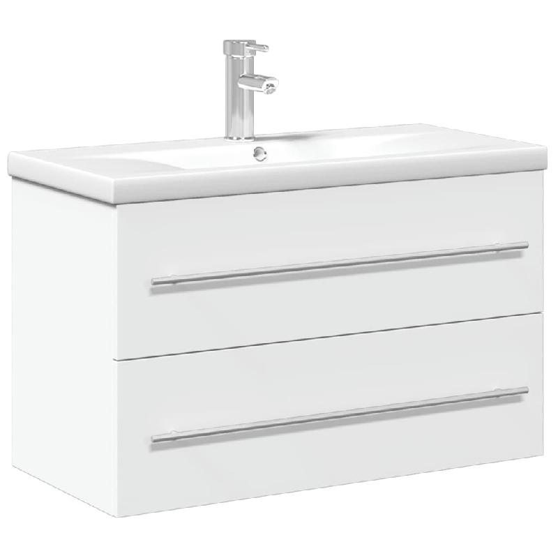 Helloshop26 - Armoire de lavabo salle de bain 80 x 38,5 x 48 cm espace de rangement fonction murale en bois d'ingénierie blanc 02_0055542 - blanc Boi_0
