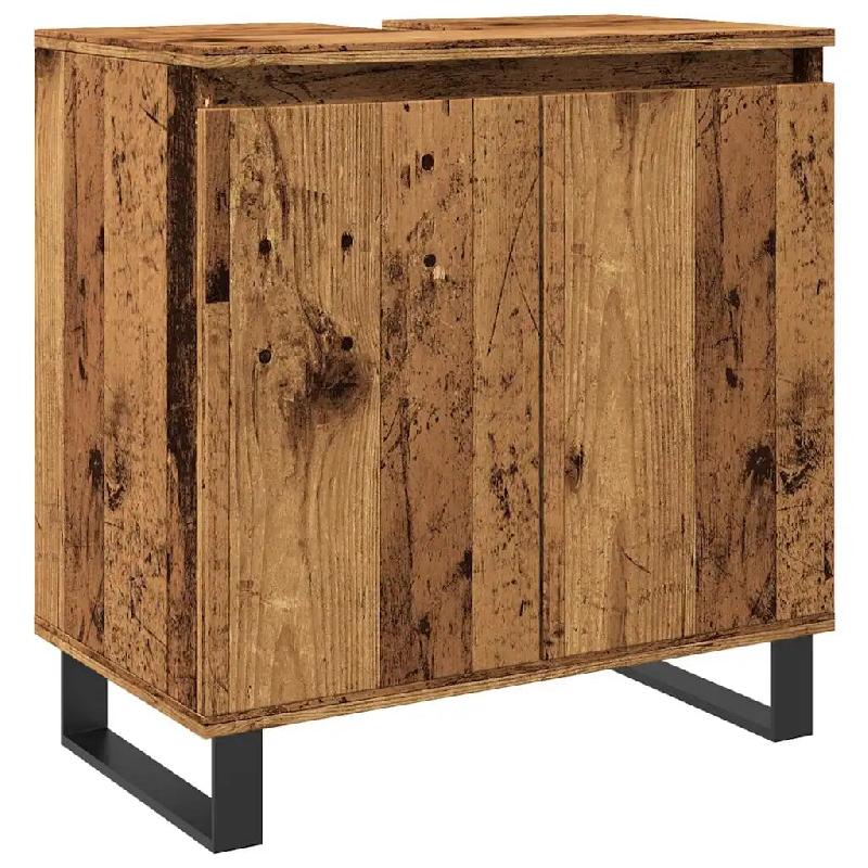 Helloshop26 - Armoire de salle de bain avec rangement industriel 58 x 33 x 60 cm en bois d'ingénierie vieux bois 02_0051100 - Bois massif 30002367436_0