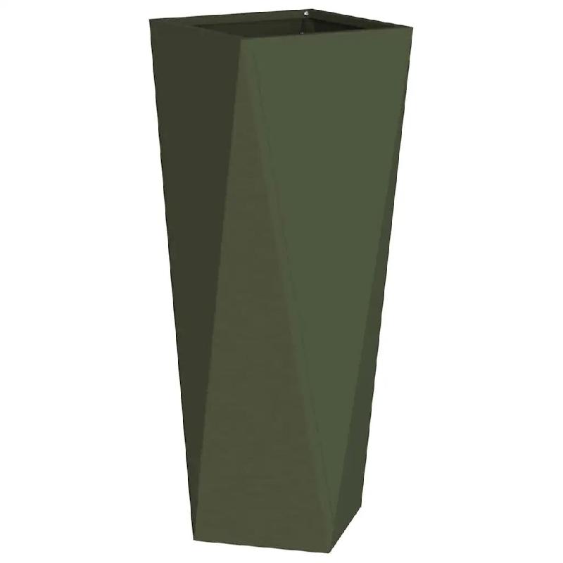 Helloshop26 - Bac à plantes rectangulaire extérieur moderne 30 x 30 x 75 cm en acier vert olive 02_0053012 - vert acier 3000237704198_0