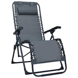 Helloshop26 - Chaise pliable de terrasse textilène gris 02_0011894 - 3000653082726_0