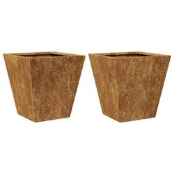 Helloshop26 - Jardinière bac lit surélevé plantes fleurs jardin terrasses lot de 2 30 x 30 x 30 cm acier corten Marron 02_0038917 - 3000217948673_0