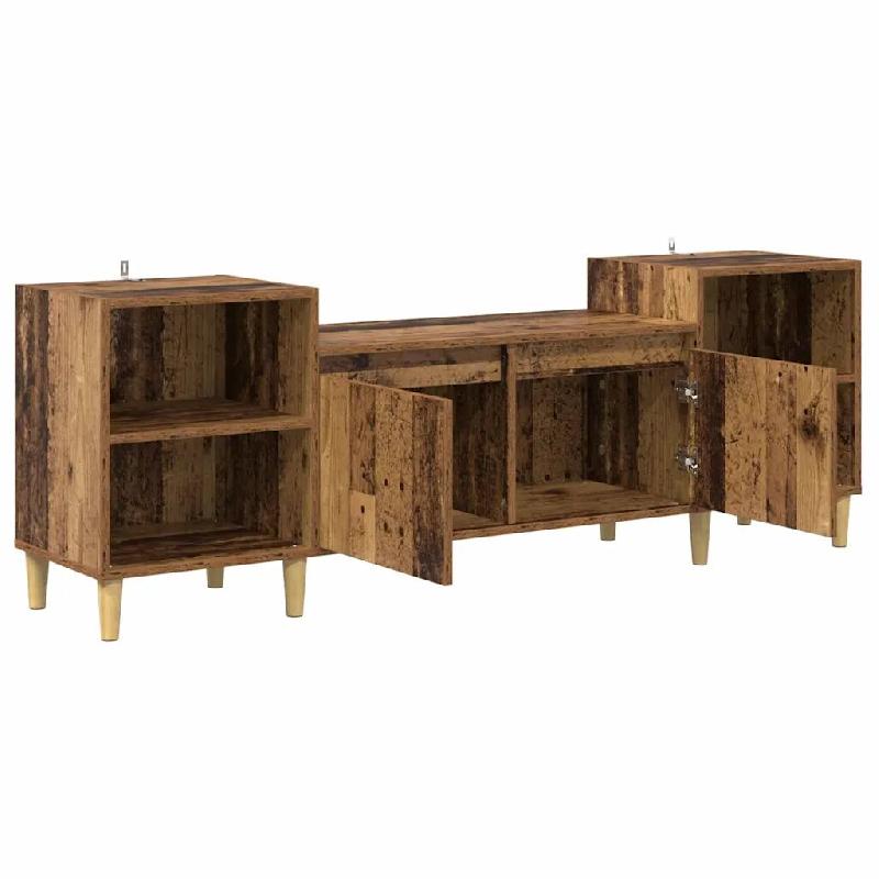 Helloshop26 - Meuble TV rectangulaire rustique avec rangement 160 x 35 x 55 cm en bois d'ingénierie bois ancien 02_0052696 - Bois massif 3000237547979_0