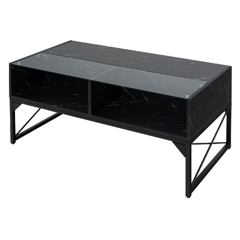 Helloshop26 - Table basse avec éclairage LED 105 x 55 x 50 cm rangement fonctionnel moderne finition haute brillance en bois noir 20_0013778 - 300022_0