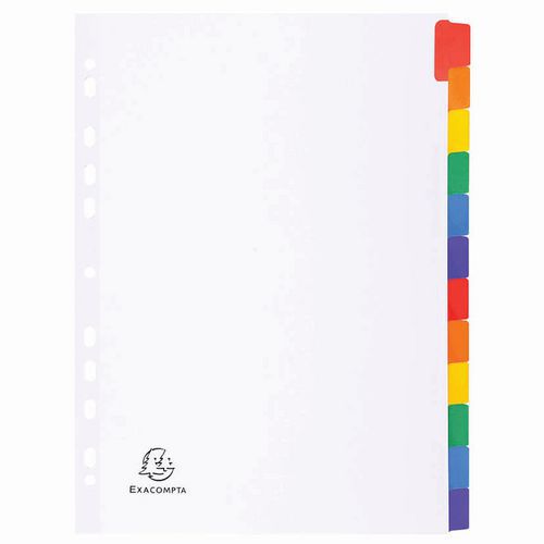 INTERCALAI. 160G AVEC ONG. COL. RENF. 5 POS. 12 POS A4-BLANC - EXACOMPTA