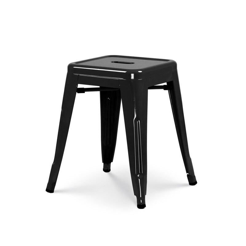 Kosmi Tabouret en métal noir brillant style industriel - Hauteur 46 cm - noir métal 3760301698760_0