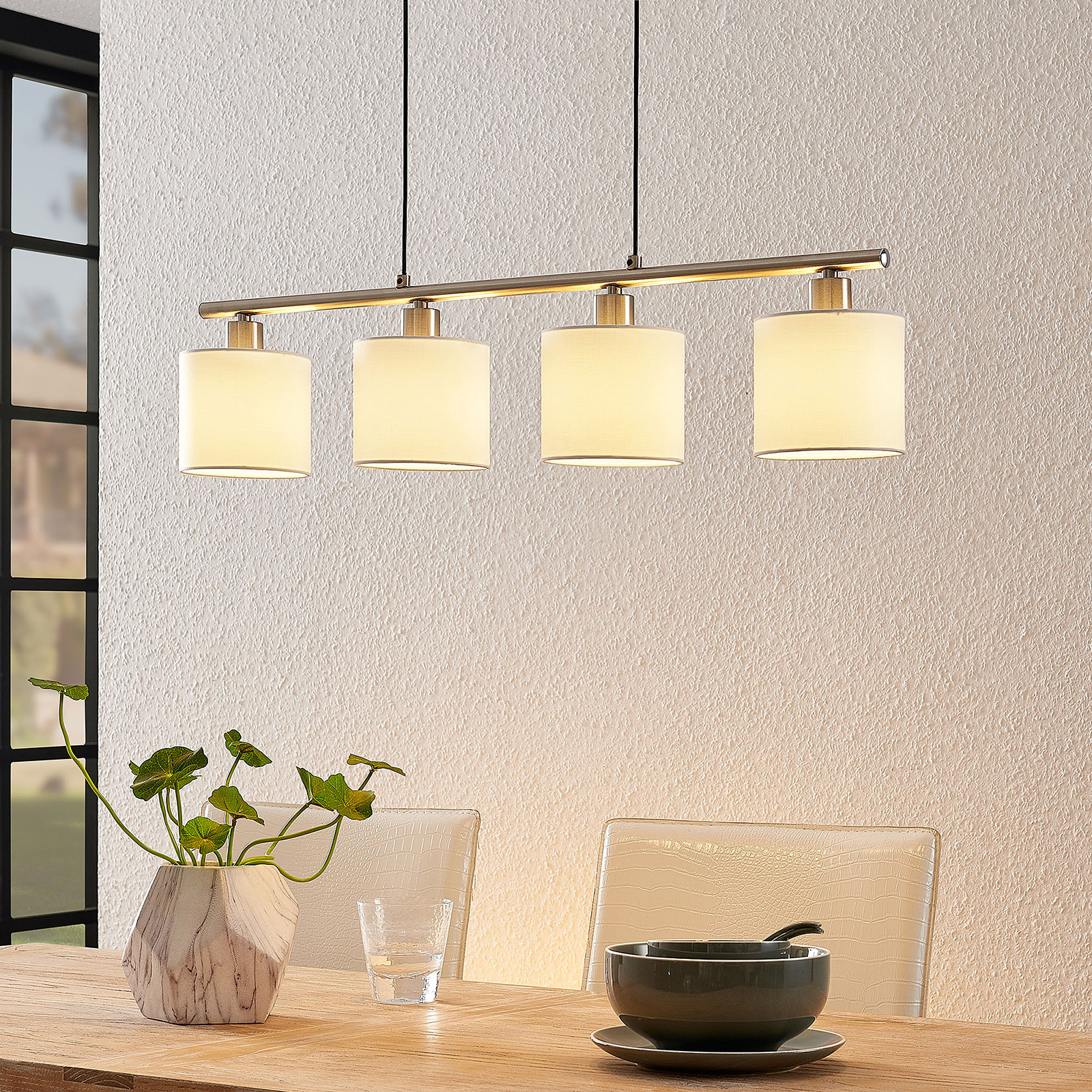 LINDBY STANNIS SUSPENSION AVEC TISSU À 4 LAMPES