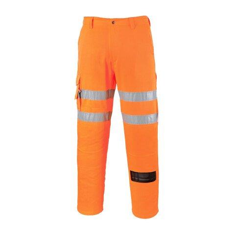 LOT DE 2 - PORTWEST EST46 ES1 ESSENTIAL PANTALON COMBAT HAUTE VISIBILITÉ ORANGE SHORT - TAILLE 38 - COURT