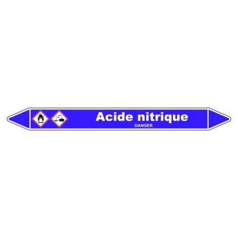 LOT DE 3 - MARQUEUR DE TUYAUTERIE - ACIDE NITRIQUE - VINYLE LAMINÉ - NFX 08-105 355 X 37 MM