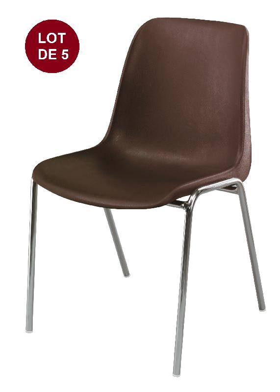 Lot de 5 chaises coque coloris brun_0