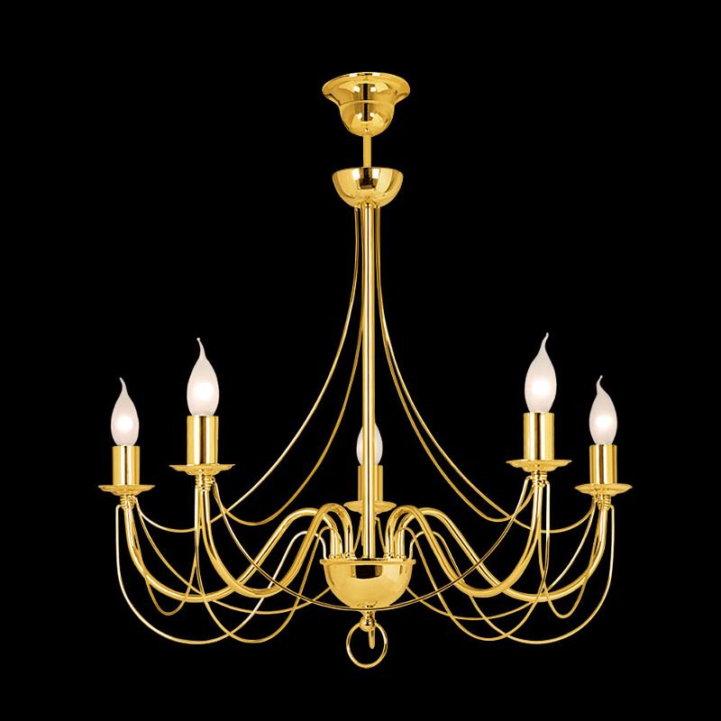 DOMILUCE LUSTRE RÉTRO, CINQ BRANCHES 75 CM, DORÉ
