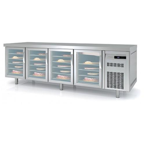 Meuble Pâtissier 800 positif 2545mm 4 portes vitrées Coreco_0