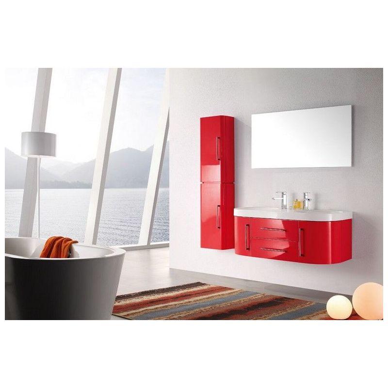 Meuble Salle De Bain Double Vasque 120 Cm 1 Colonne Mia Rouge