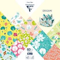 ORIGAMI, POCHETTE DE 60 FEUILLES 70G/M2 AU FORMAT 15X15CM - NÉNUPHARS - ASSORTIS - LOT DE 5