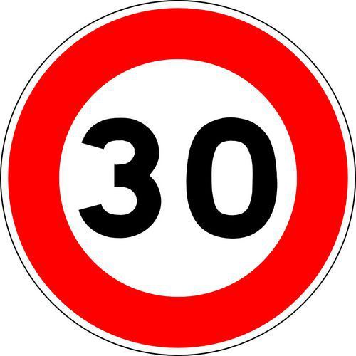 PANNEAU LIMITATION VITESSE 30 KM/H-850MM-CL2 - KELIAS