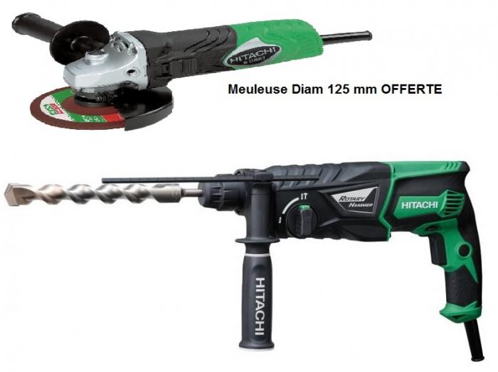 PERFORATEUR SDS-PLUS 830W DH26PB HITACHI + MEULEUSE 125MM OFFERTE