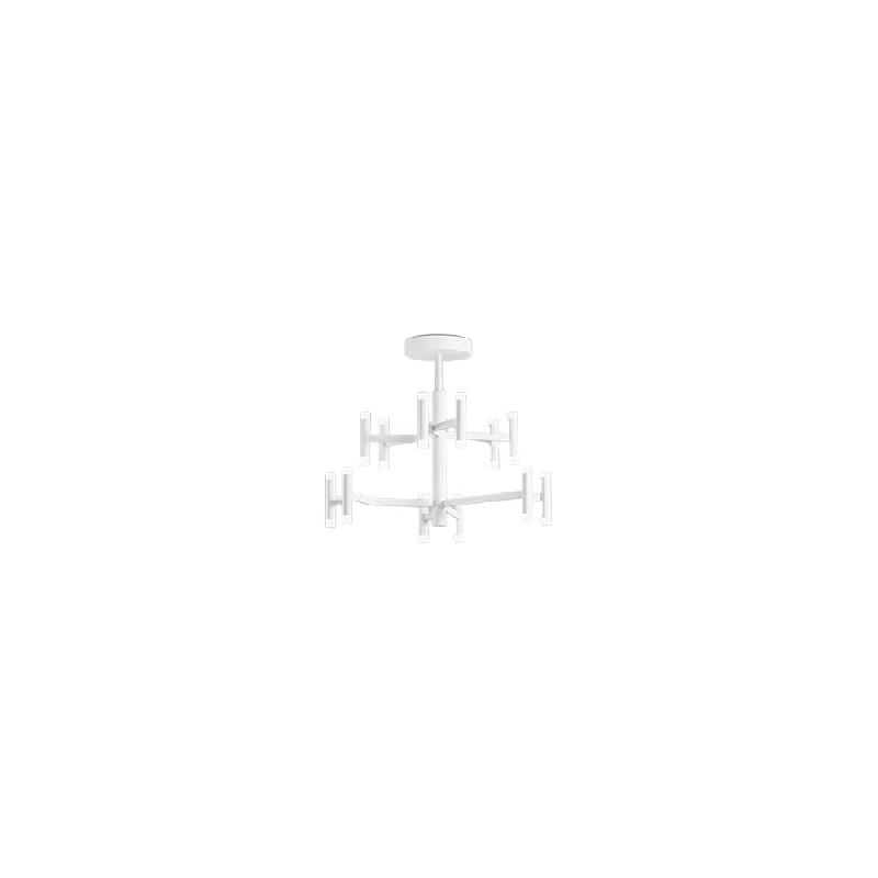 Plafonnier LED moderne en métal blanc mat, structure en aluminium thermolaqué, diamètre 70 cm, 68 W, lumière 3000 K - Perenz - blanc 8270 B LC_0