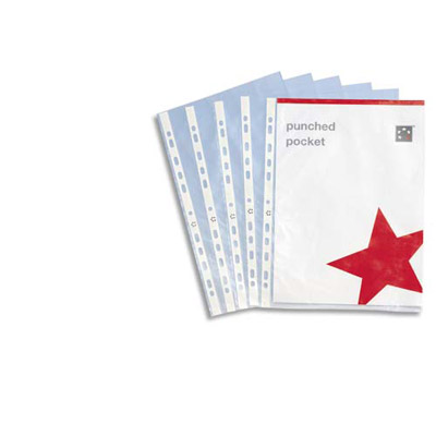 POCHETTES PERFOREES - POLYPROPYLENE 7.5/100E GRAINE - A4+ - PERFORATION 11 TROUS - BOÎTE DE 100