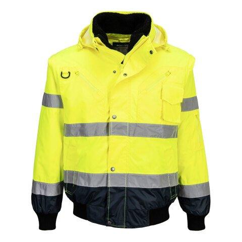 PORTWEST C465 BLOUSON BOMBER 3-EN-1 HAUTE VISIBILITÉ BICOLORE JAUNE/MARINE - TAILLE XL