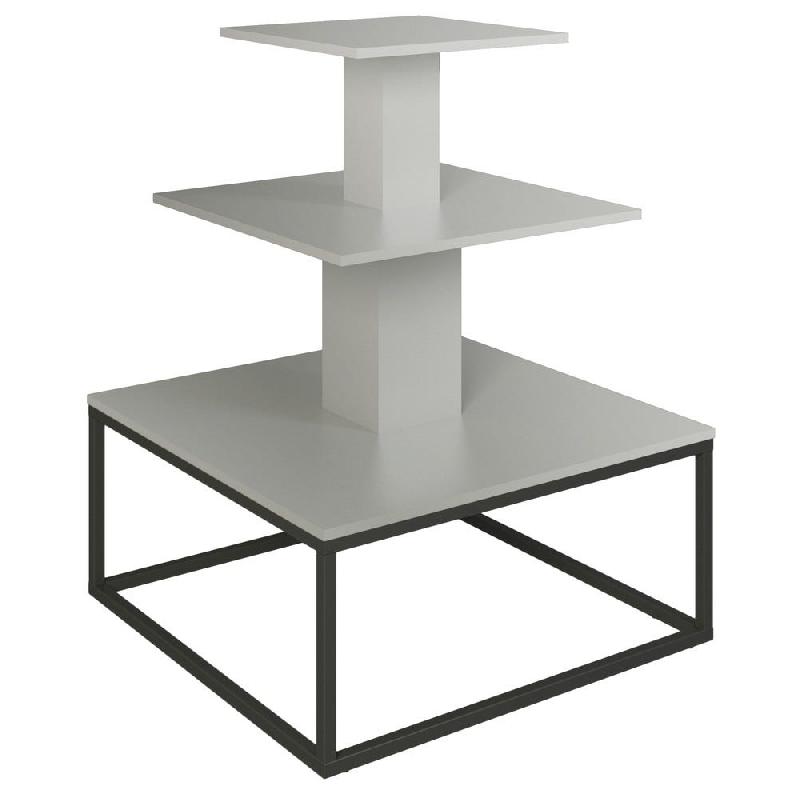 Présentoir 3 niveaux base métal noir Vertigo gris alu 90x90x117cm_0