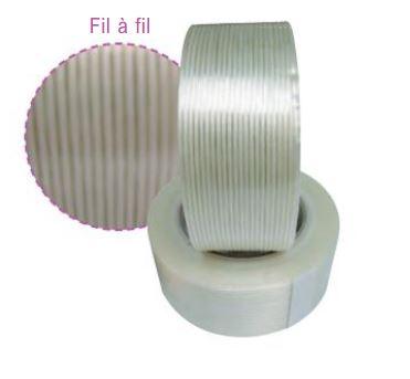 Ruban adhésif armé fil à fil/chaîne et trame - PVC - 19 mm x 50 m - transparent_0