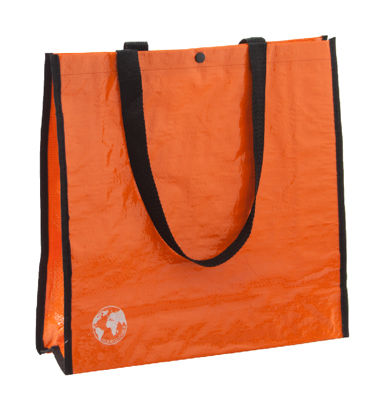 Sac shopping biodégradable - fermeture à pression - PP tissé 120 g/m² - couleur orange_0