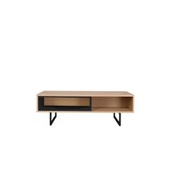 SIT Möbel Table basse | 2 compartiments ouverts | MDF aspect chêne naturel | Structure métallique noire | L 110 x P 55 x H 38 cm - multicolore mult_0