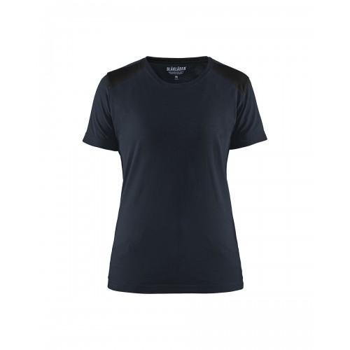 T-SHIRT DE TRAVAIL BICOLORE 100% COTON FEMME 3479 -BLEU MARINE ET NOIR - XXXL BLAKLADER