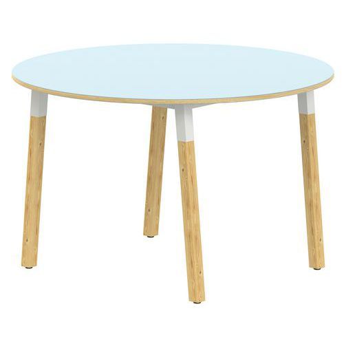 TABLE 4P INCL. MÉTAL/BOIS RONDE Ø 120 T2 STRAT ABS BLEU/ALU