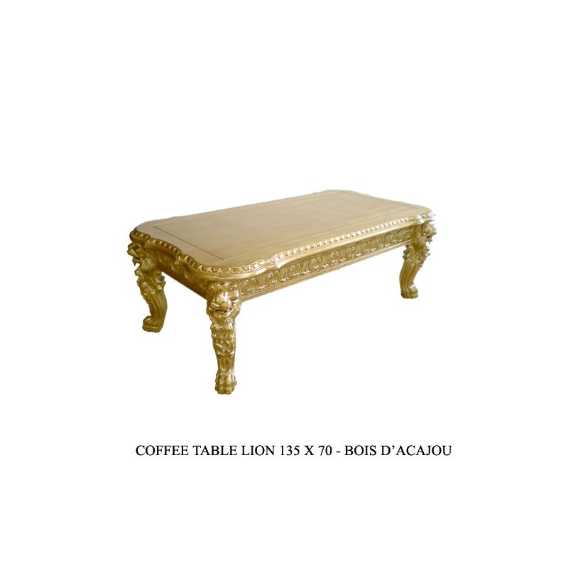 TABLE BASSE BAROQUE EN BOIS DORÉ MODÈLE LION