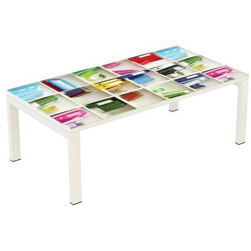 TABLE BASSE EASY OFFICE 114X60 CM PIED BLANC PLATEAU BUREAU - MANUTAN COLLECTIVITÉS