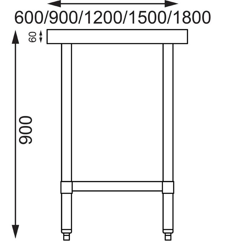 Table de préparation sans rebord en acier inoxydable VOGUE 1800 x 600mm - T378_0
