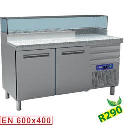 Table frigo pizzeria  2 portes en 600x400  3 tiroirs neutres en 600x400  structure réfrigérée 6x gn 1/4   mr-pizza/r2_0