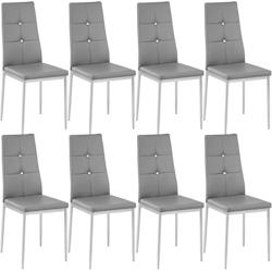 Tectake Lot de 8 chaises avec strass - gris -404124 - gris matière synthétique 404124_0