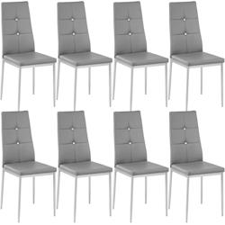 Tectake Lot de 8 chaises avec strass cuir synthétique ergonomique strass gris - 404124 - gris matière synthétique 404124_0