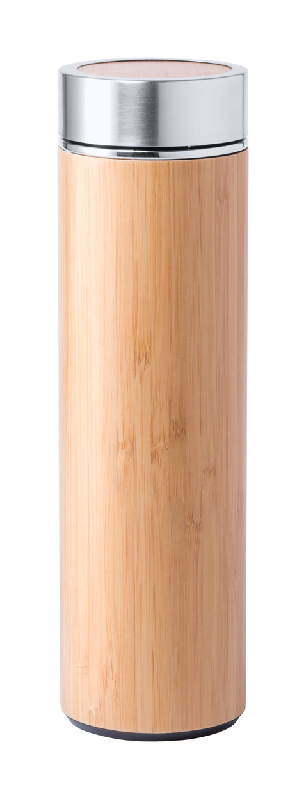 Thermos isotherme double paroi en acier inoxydable et bambou - 500 ml - Couleur naturelle_0