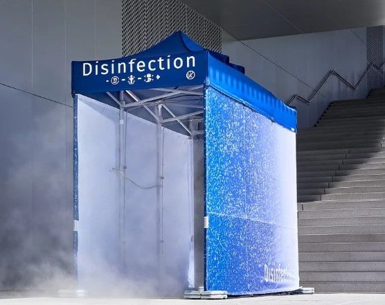 Tunnel de désinfection Mastertent - structure en aluminium, buses en acier inoxydable, faible consommation d'énergie et d'eau_0
