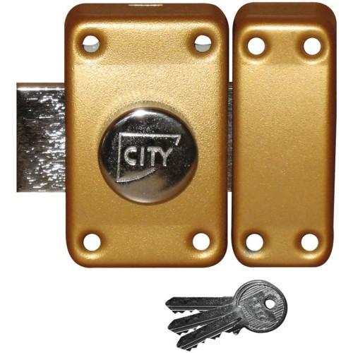VERROU EN APPLIQUE S'ENTROUVRANT - BOUTON ET CYLINDRE - CITY 25 - 30 MM ISEO CITY