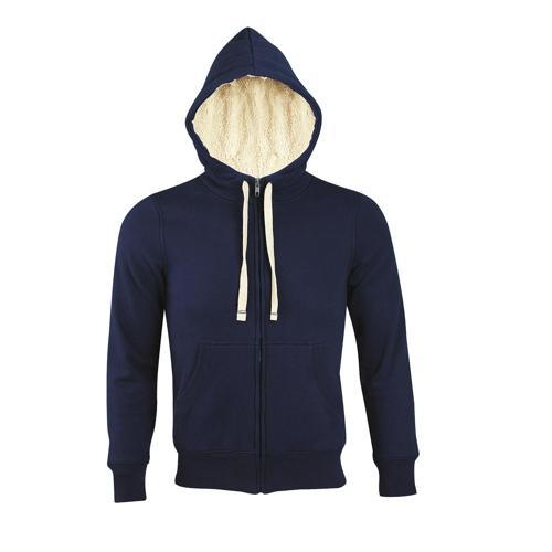 VESTE ZIPPÉE DOUBLÉE SHERPA EN COTON FRENCH MARINE
