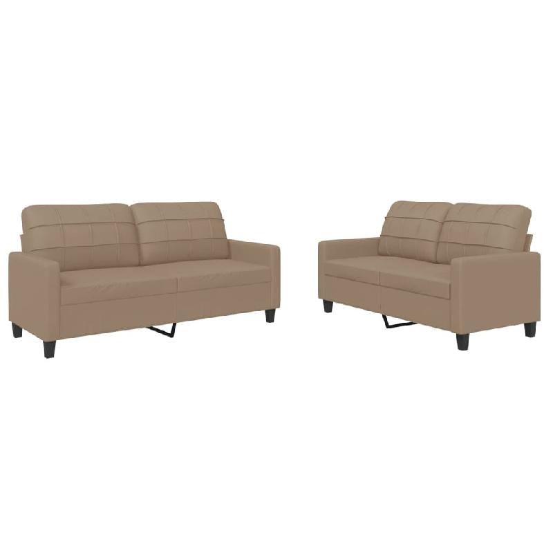 VidaXL Ensemble de canapés 2 pcs avec coussins Cappuccino Similicuir Modèle Héritage Élite - 3201362_0